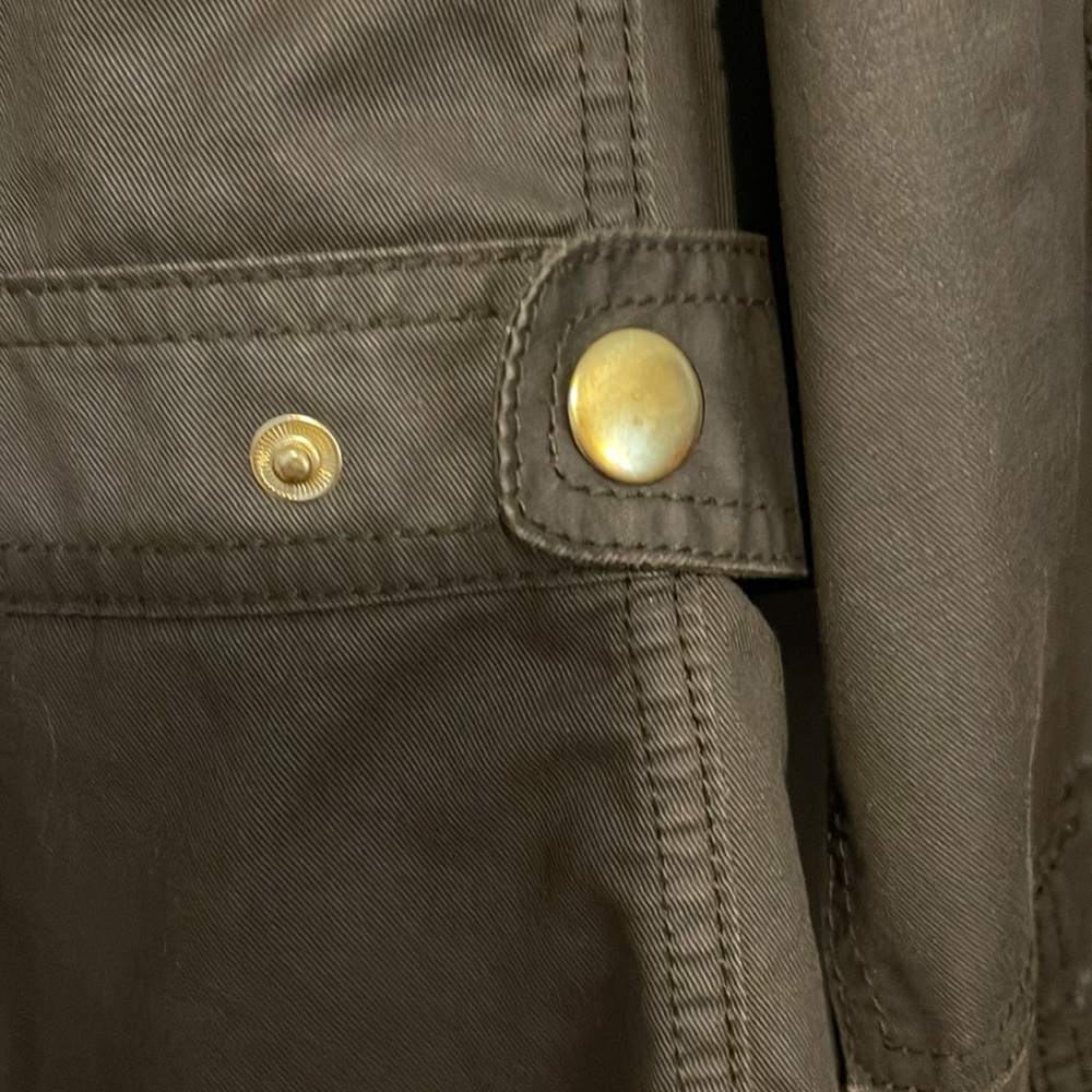 J Crew Field Jacket, XL, olive w/gold snaps & hidden zipper, good used condition - Picture 7 of 16